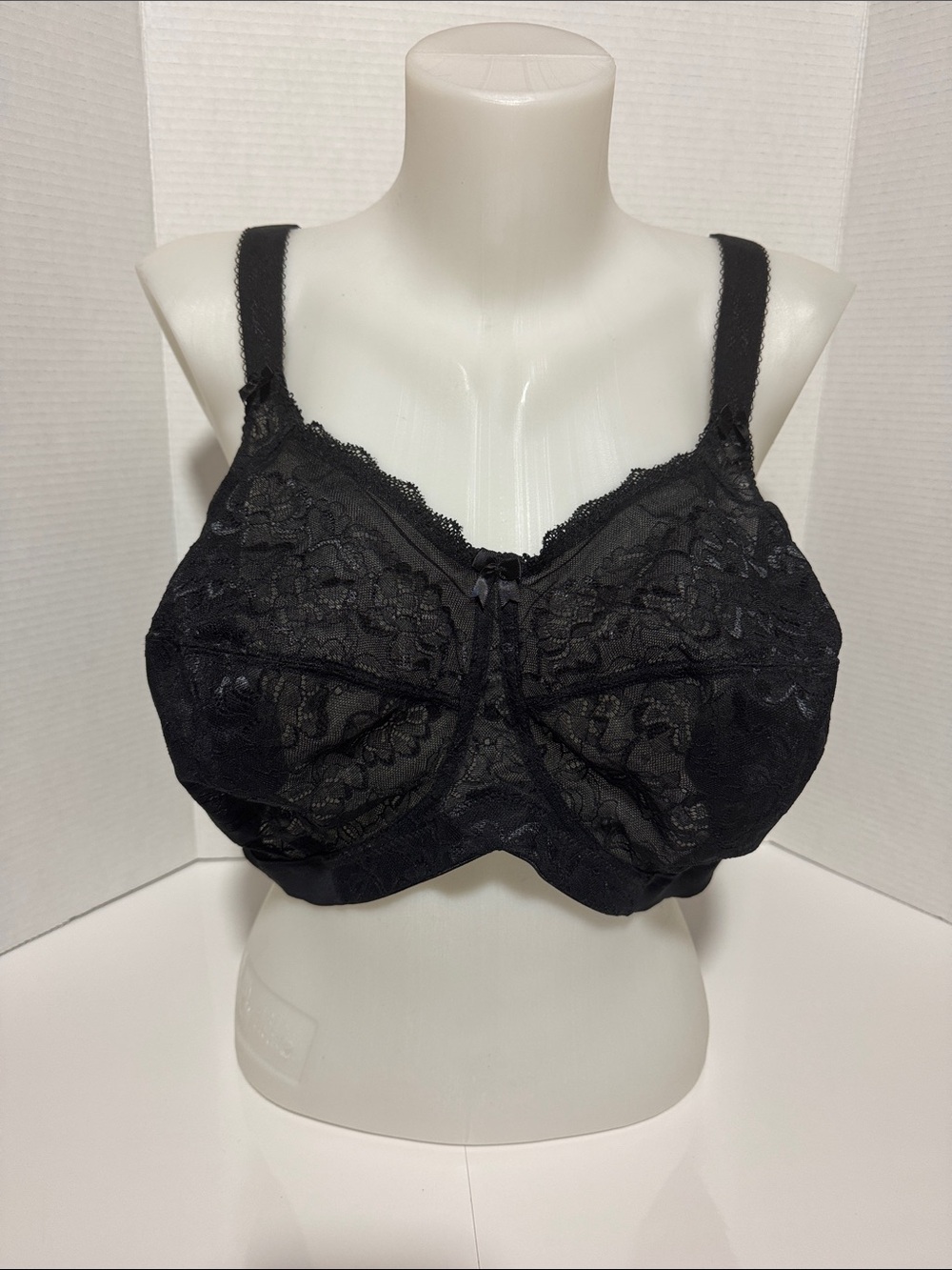 Goddess Black Lace Full-Coverage Bra - unlined, no wire size 46DD